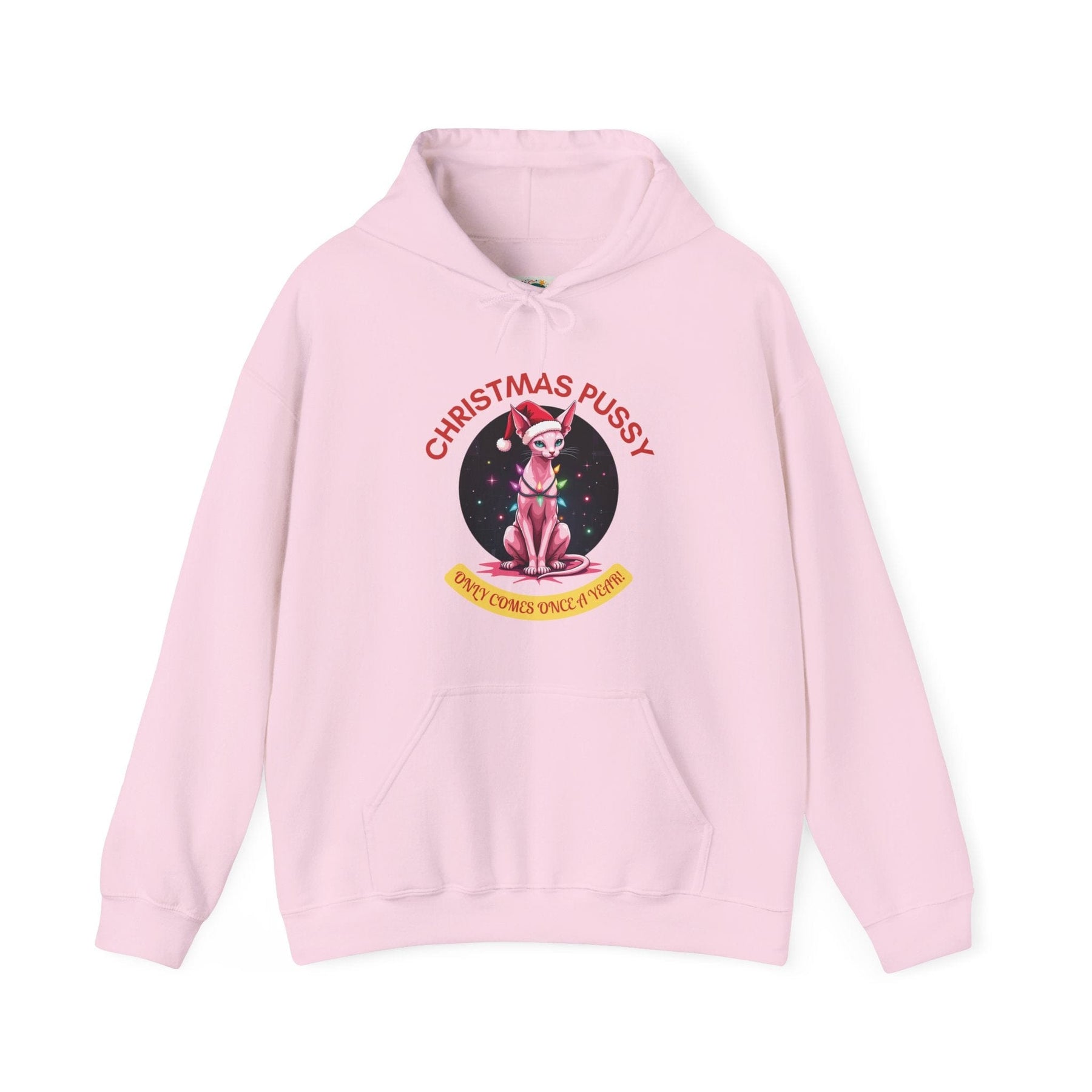 Christmas Pussy - Pink Sphinx Cat - Unisex Heavy Blend™ Hooded Sweatshirt