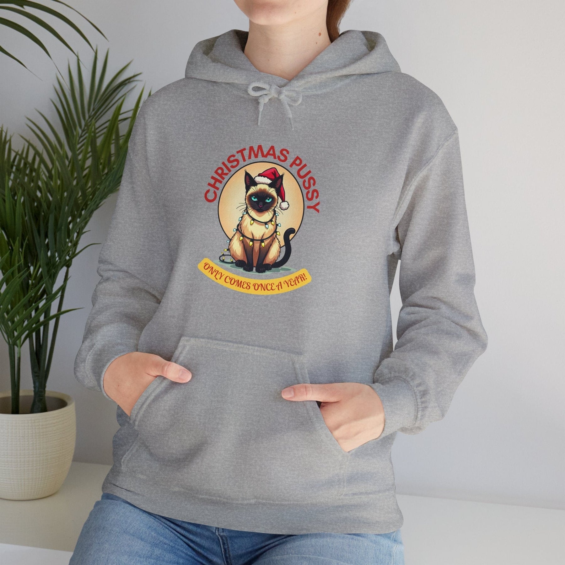 Christmas Pussy - Siamese Cat - Unisex Heavy Blend™ Hooded Sweatshirt