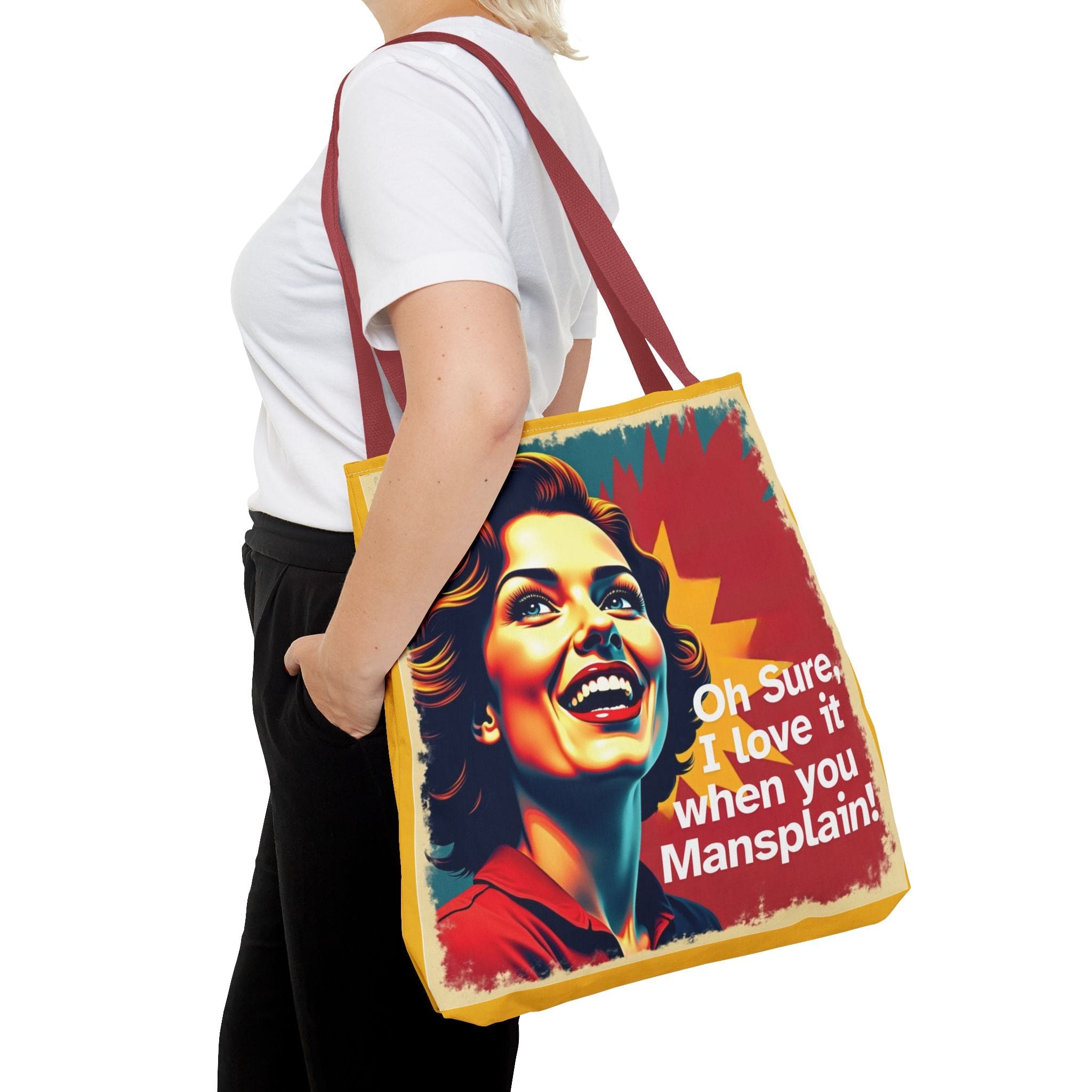 Sure I love it when you Mansplain Tote Bag - 3 sizes available and 5 handle colours