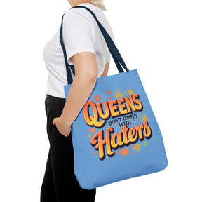 Queens don't compete with Haters Tote Bag - 3 sizes available and 5 handle colours