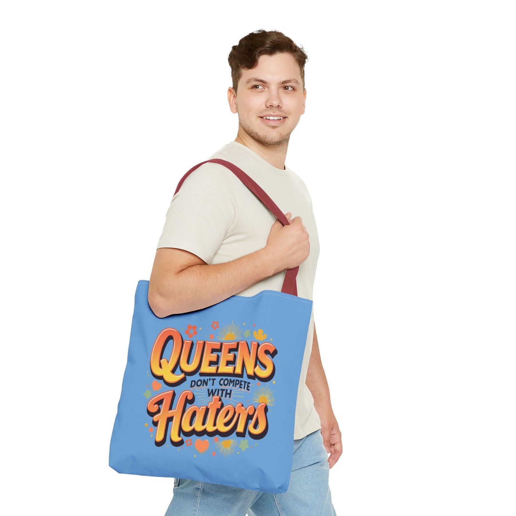 Queens don't compete with Haters Tote Bag - 3 sizes available and 5 handle colours