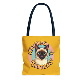 Kitties for Titties Tote Bag - 3 sizes available and 5 handle colours