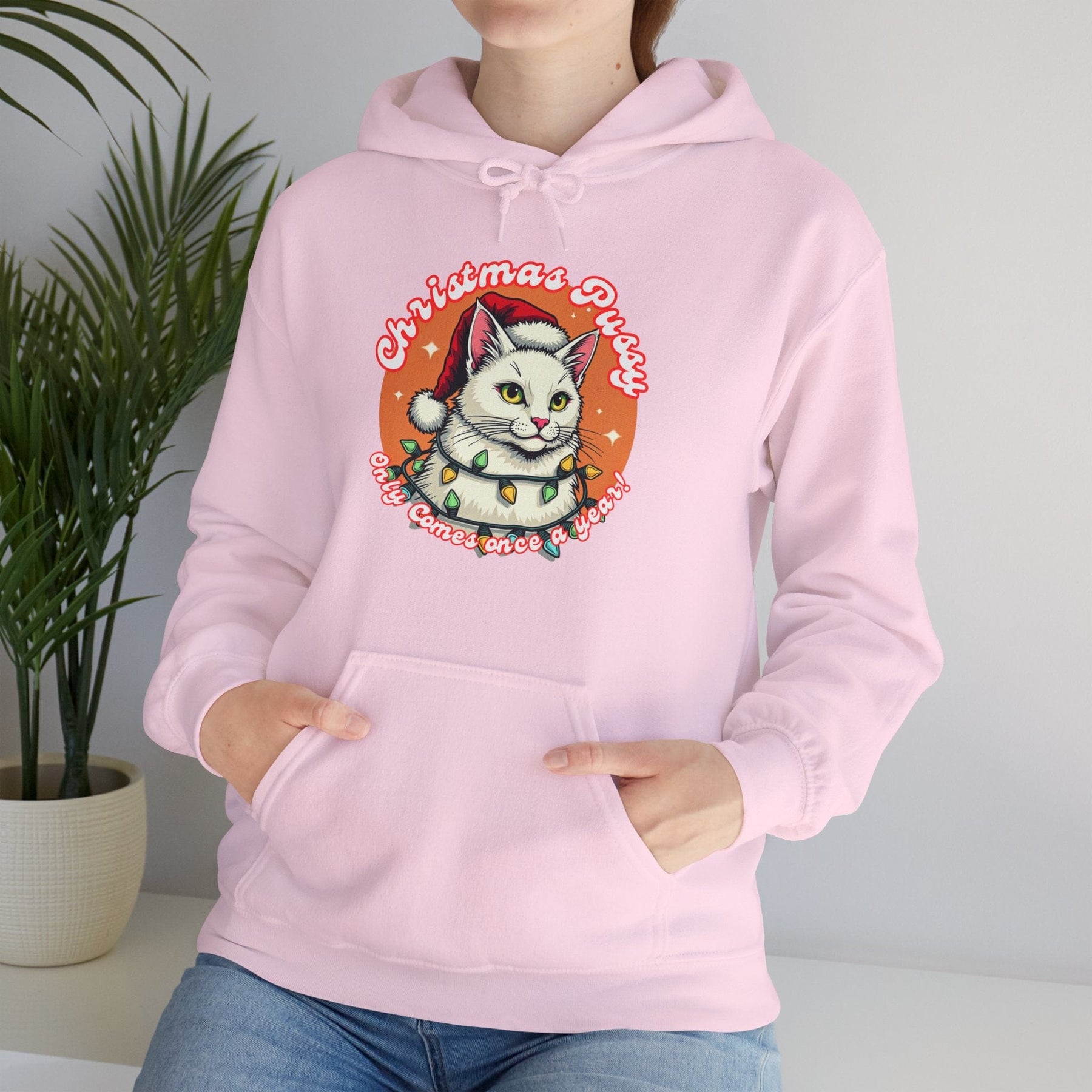 Christmas Pussy - White Cat - Unisex Heavy Blend™ Hooded Sweatshirt