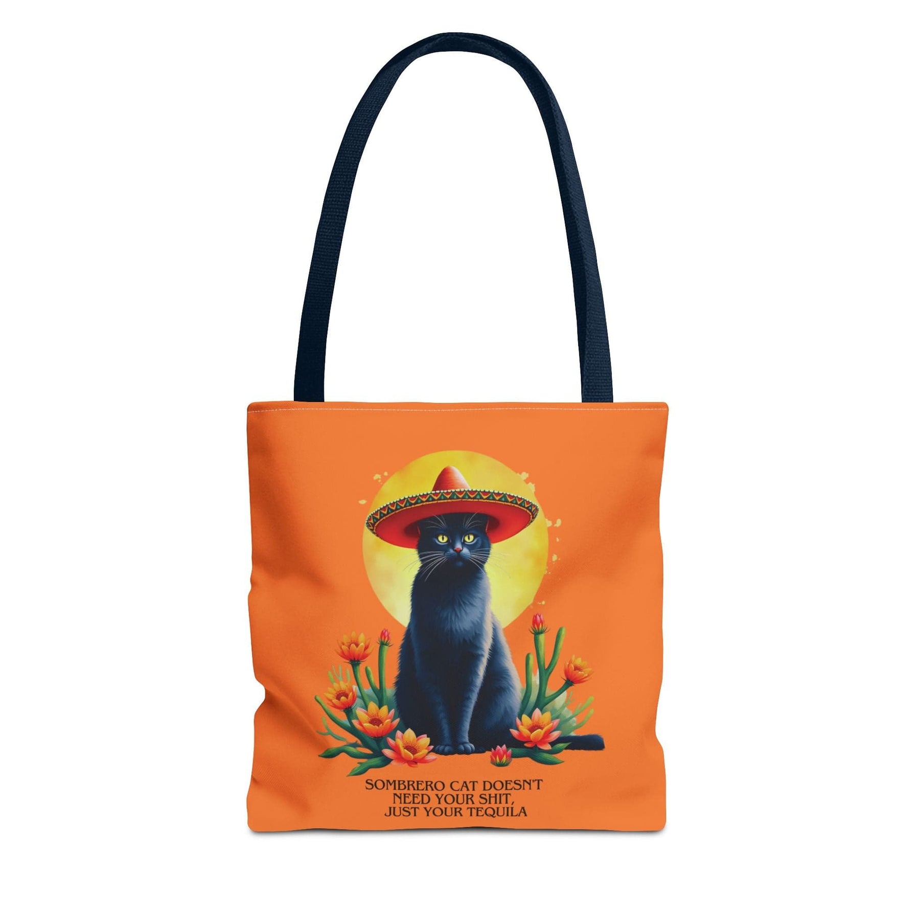 Sombrero Cat doesn't need your shit! - Black Cat Edition -  Tote Bag - 3 sizes available and 5 handle colours