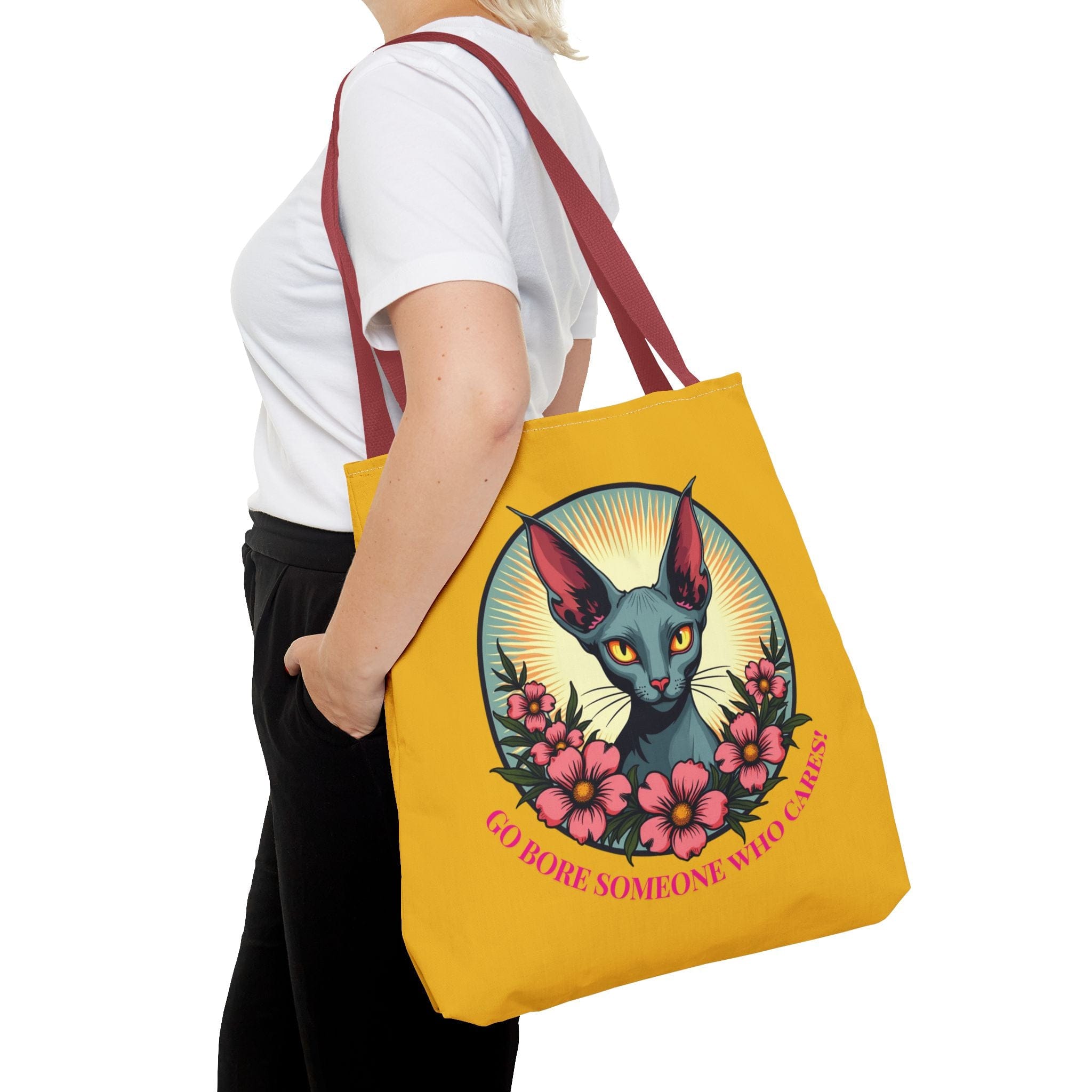 Go Bore Someone Who Cares! -  Tote Bag - 3 sizes available and 5 handle colours