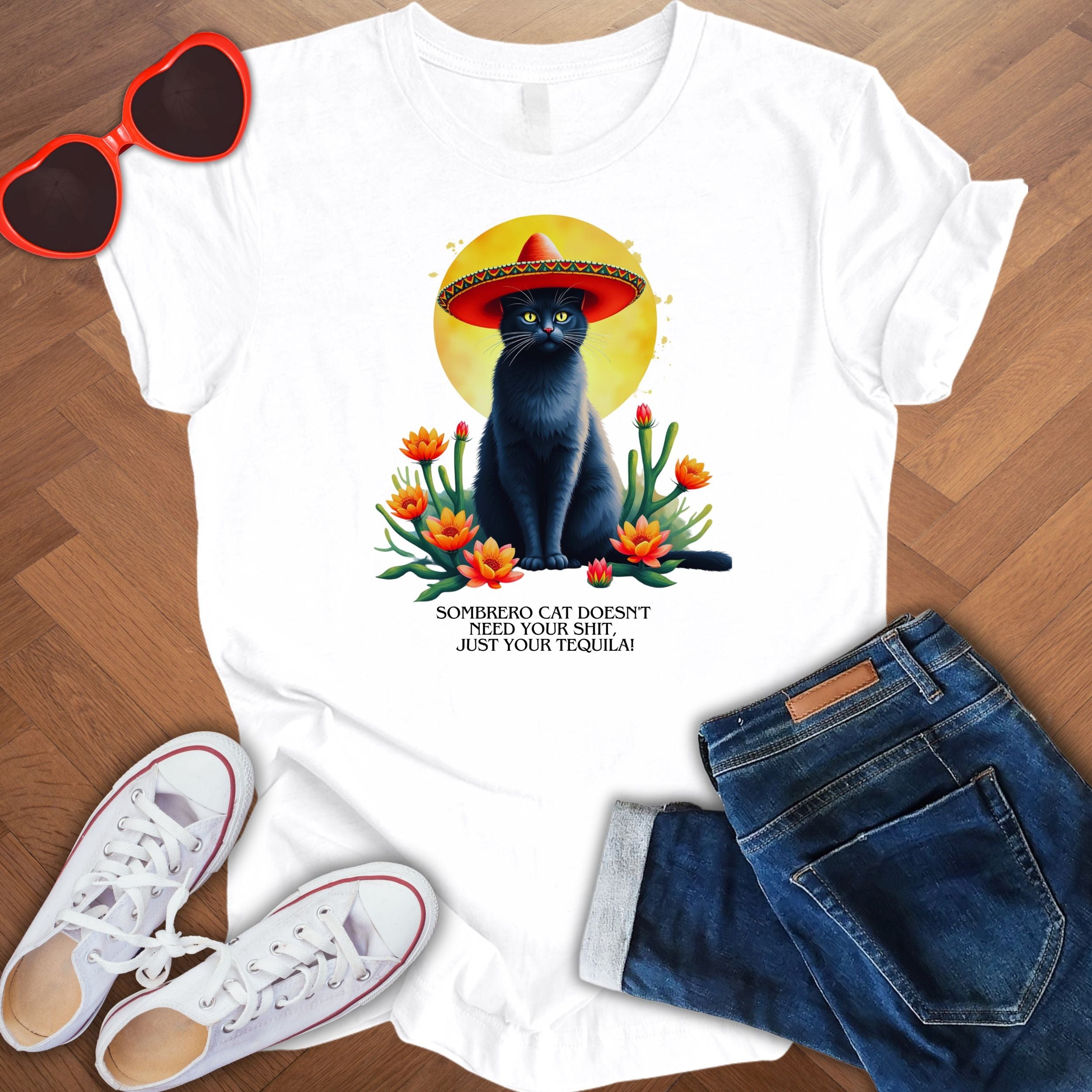 Sombrero Cat doesn't need your Shit! - Black Cat Edition - Unisex Softstyle T-Shirt