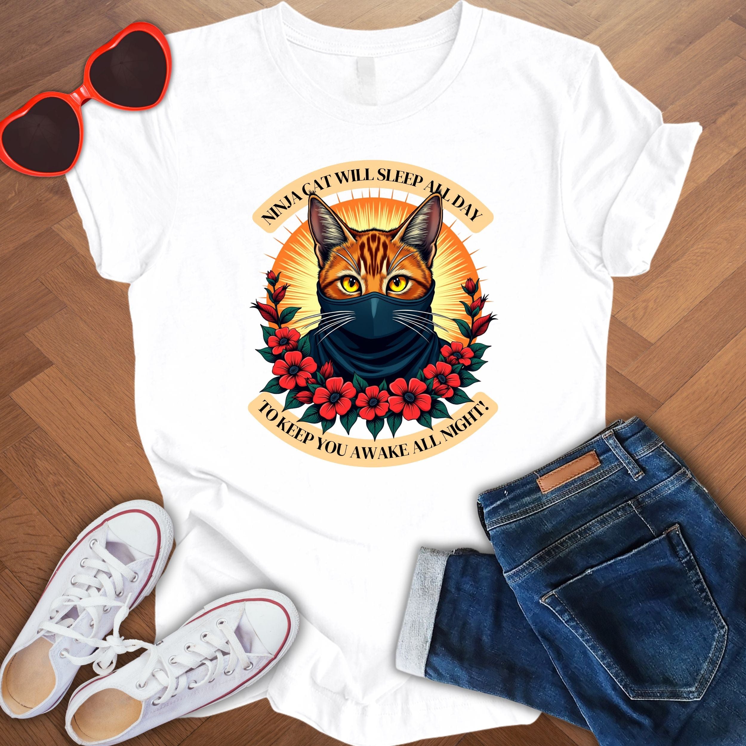 Ninja Cat - Ginger Cat Edition - Unisex Softstyle T-Shirt