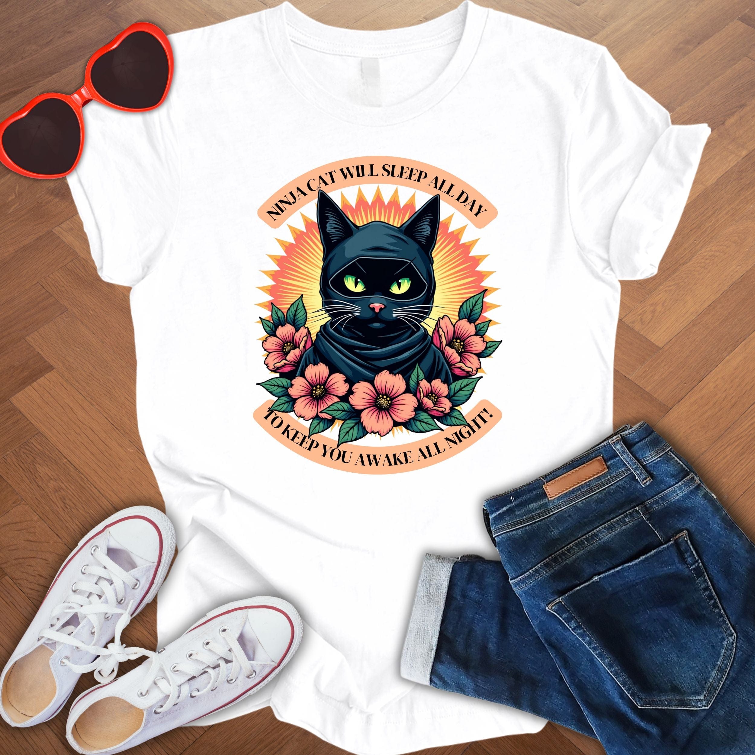 Ninja Cat - Black Cat Edition - Unisex Softstyle T-Shirt