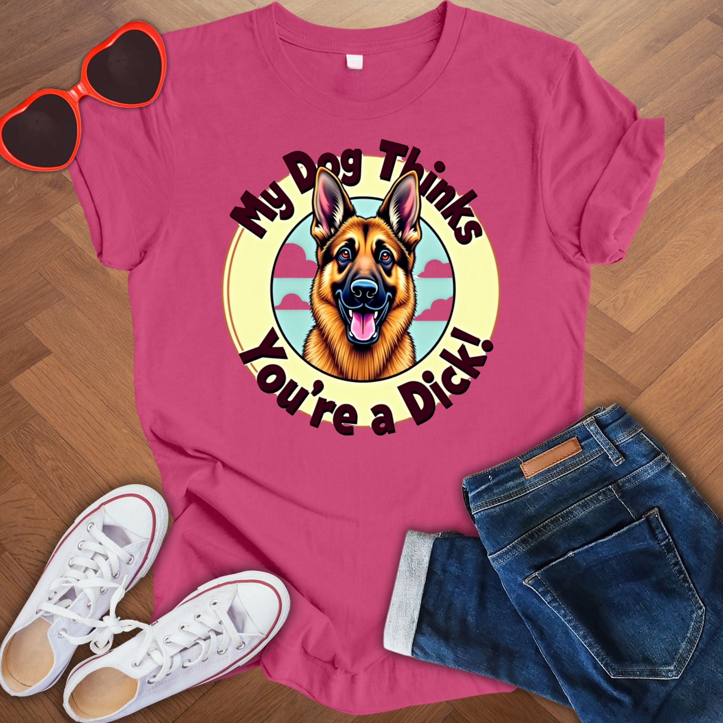 My dog thinks you're a dick! - Unisex Jersey Short Sleeve Tee