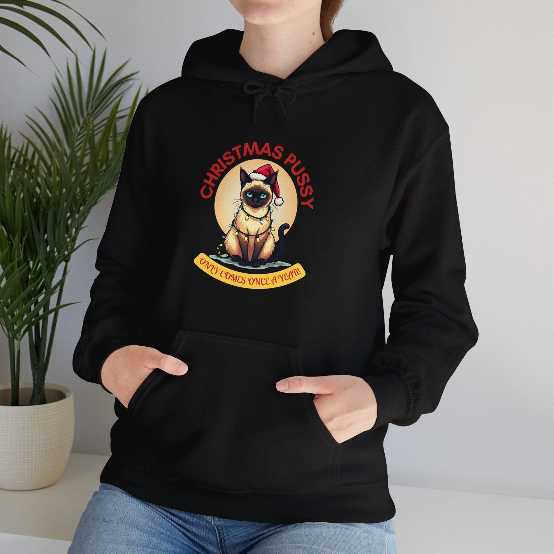 Christmas Pussy - Siamese Cat - Unisex Heavy Blend™ Hooded Sweatshirt