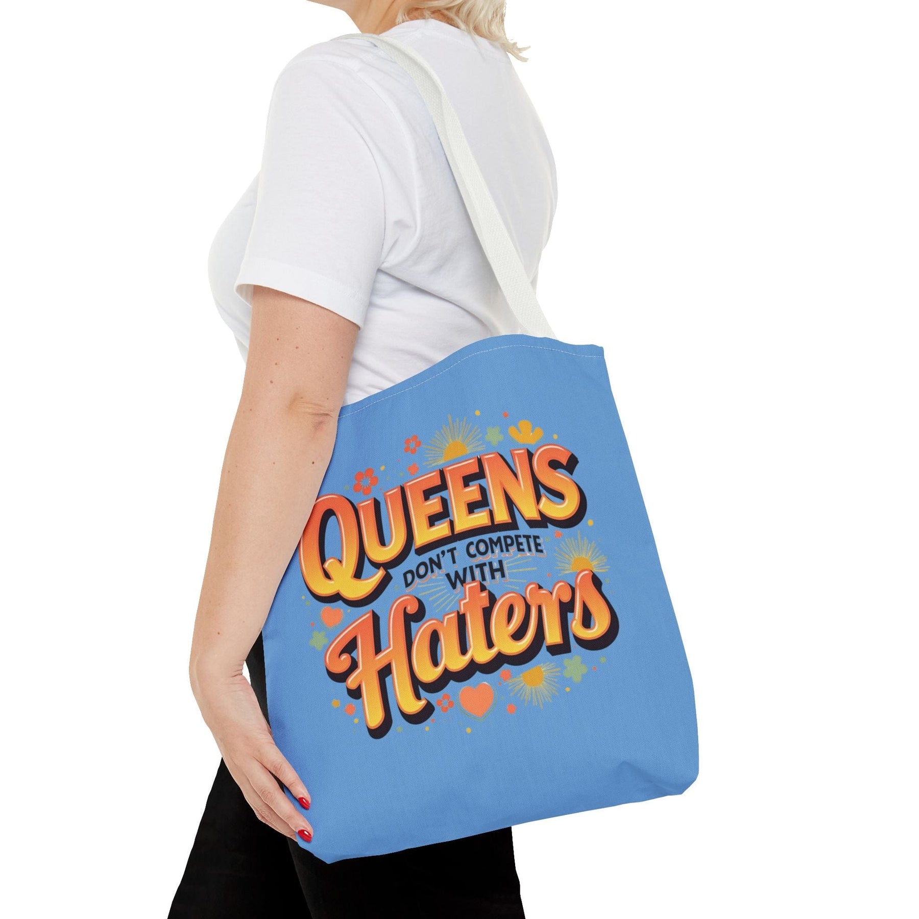 Queens don't compete with Haters Tote Bag - 3 sizes available and 5 handle colours