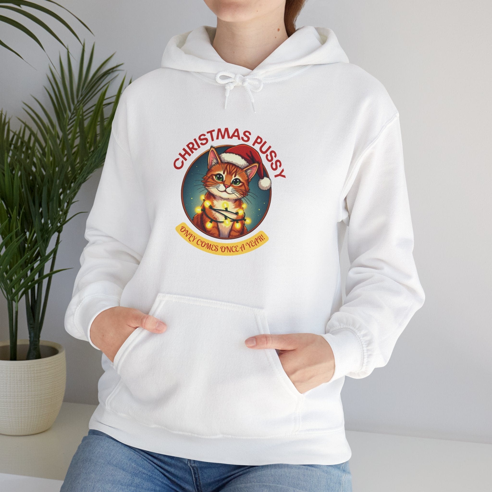 Christmas Pussy - Ginger Cat - Unisex Heavy Blend™ Hooded Sweatshirt