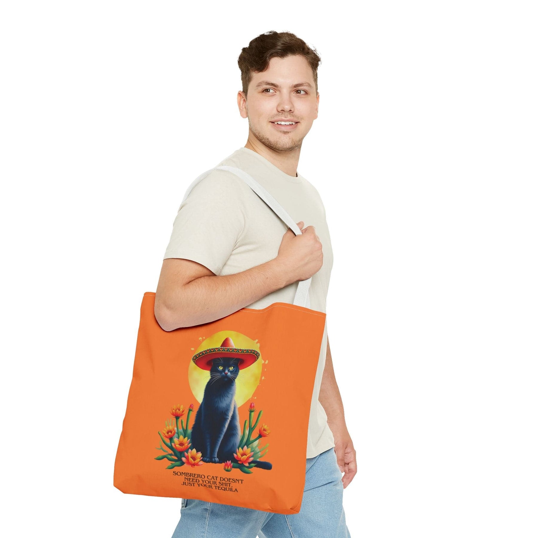 Sombrero Cat doesn't need your shit! - Black Cat Edition -  Tote Bag - 3 sizes available and 5 handle colours