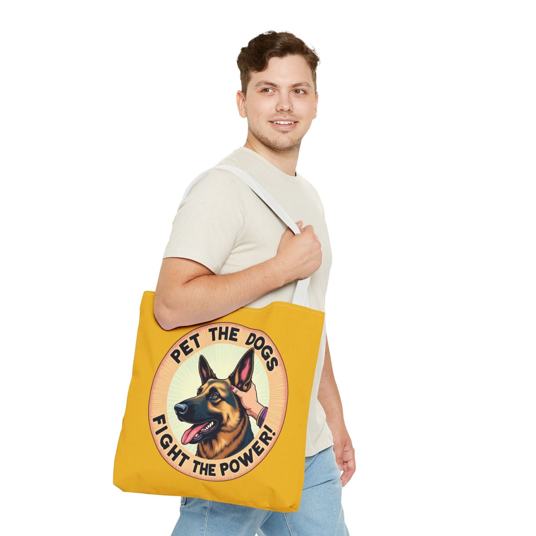 Pet the Dogs, Fight the Power! Tote Bag - 3 sizes available and 5 handle colours