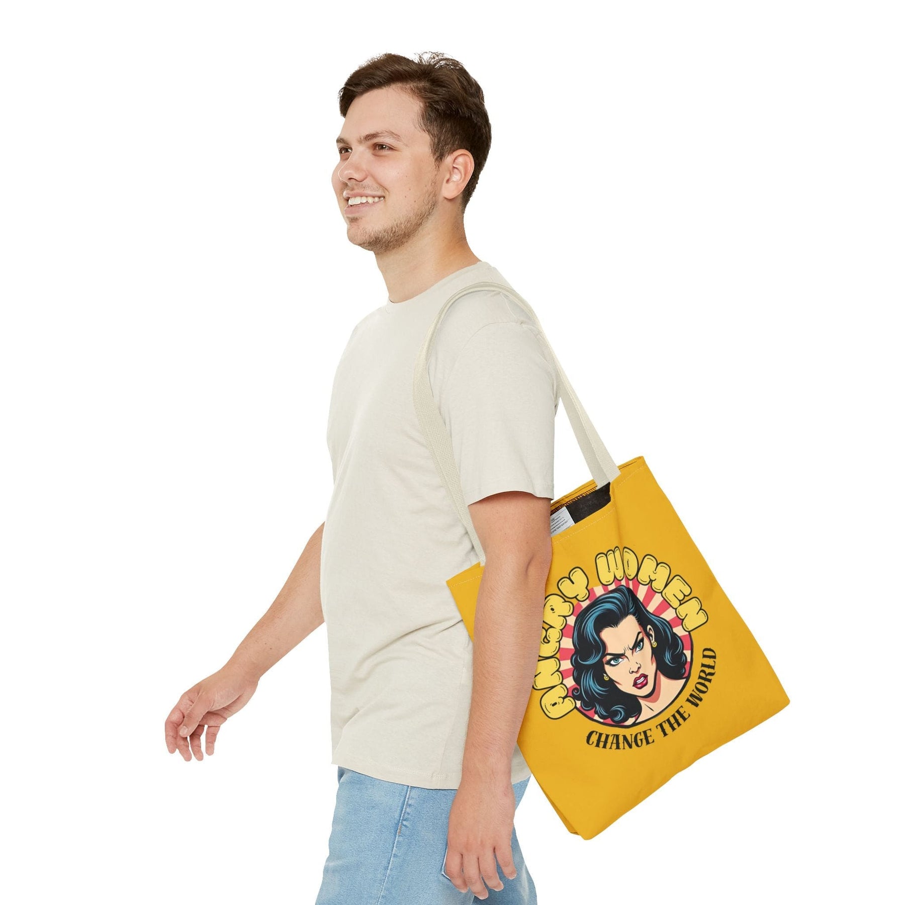 Angry Women Change the World Tote Bag - 3 sizes available and 5 handle colours