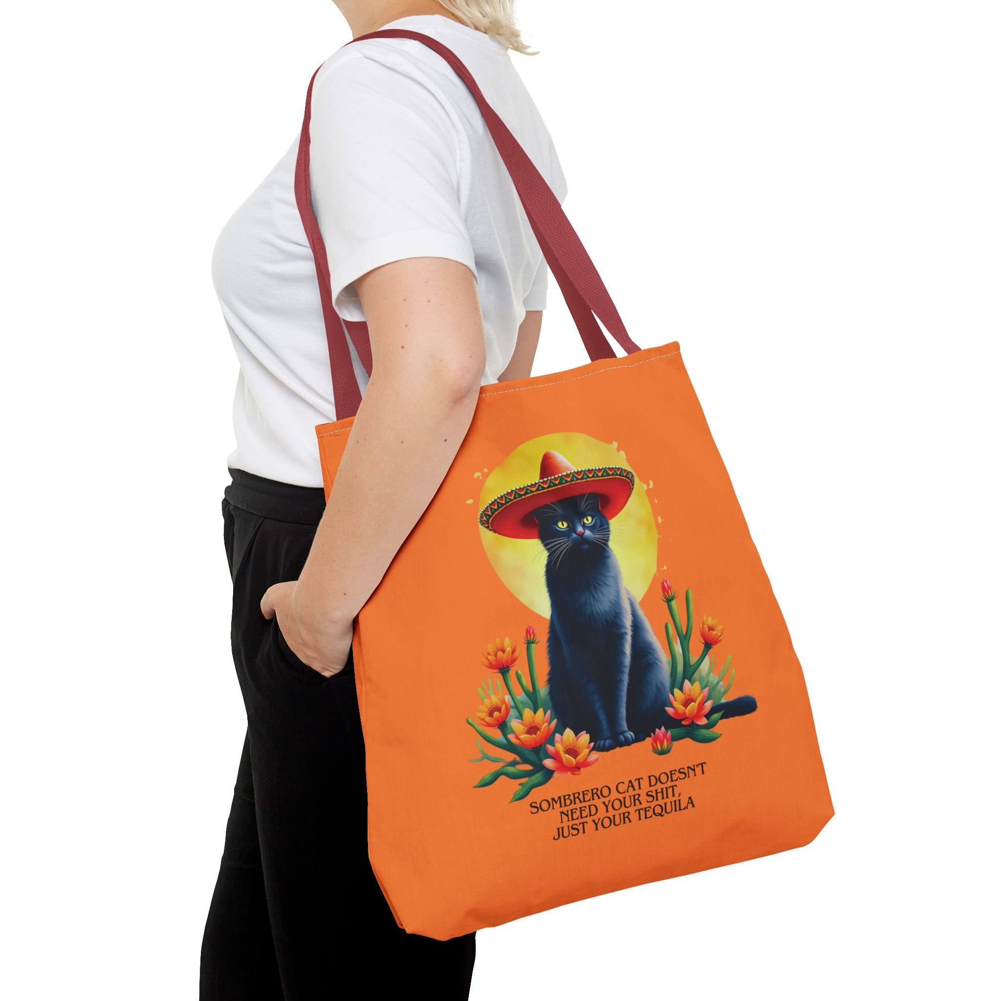 Sombrero Cat doesn't need your shit! - Black Cat Edition -  Tote Bag - 3 sizes available and 5 handle colours