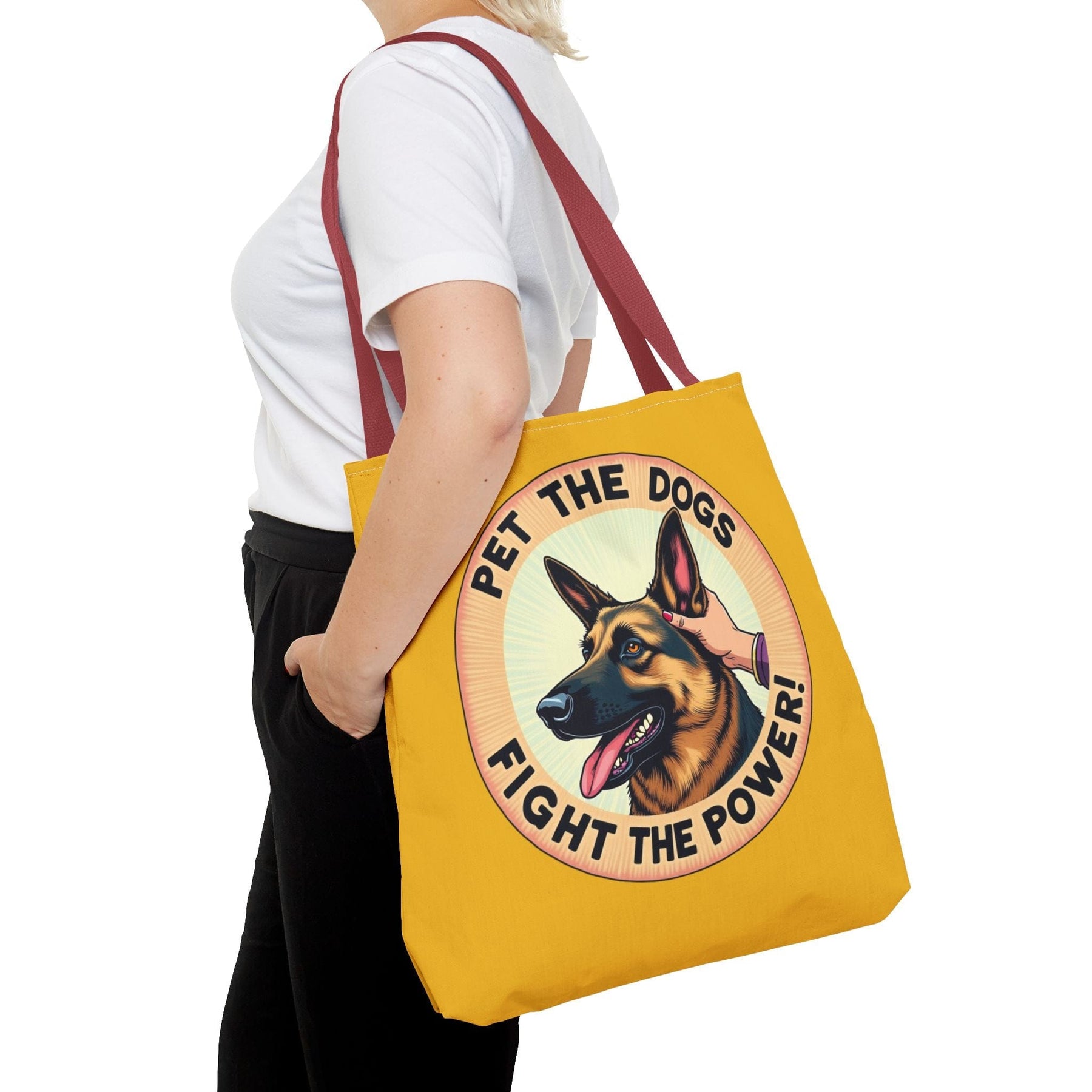 Pet the Dogs, Fight the Power! Tote Bag - 3 sizes available and 5 handle colours